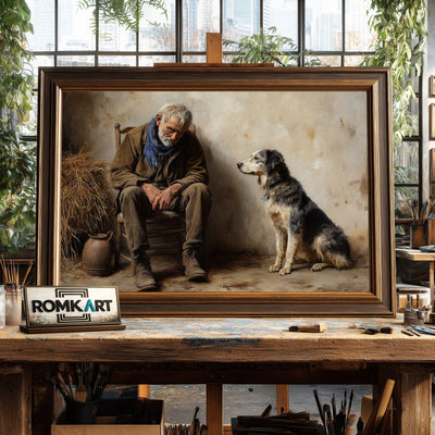 Old Man and His Dog Oil Painting - image 2