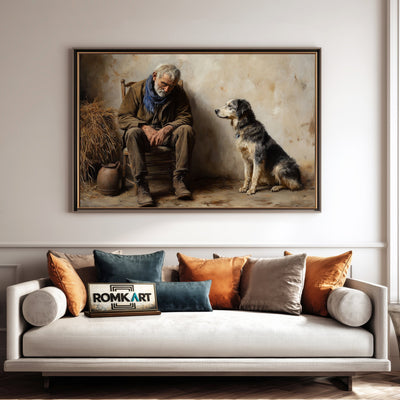 Old Man and His Dog Oil Painting - image 4