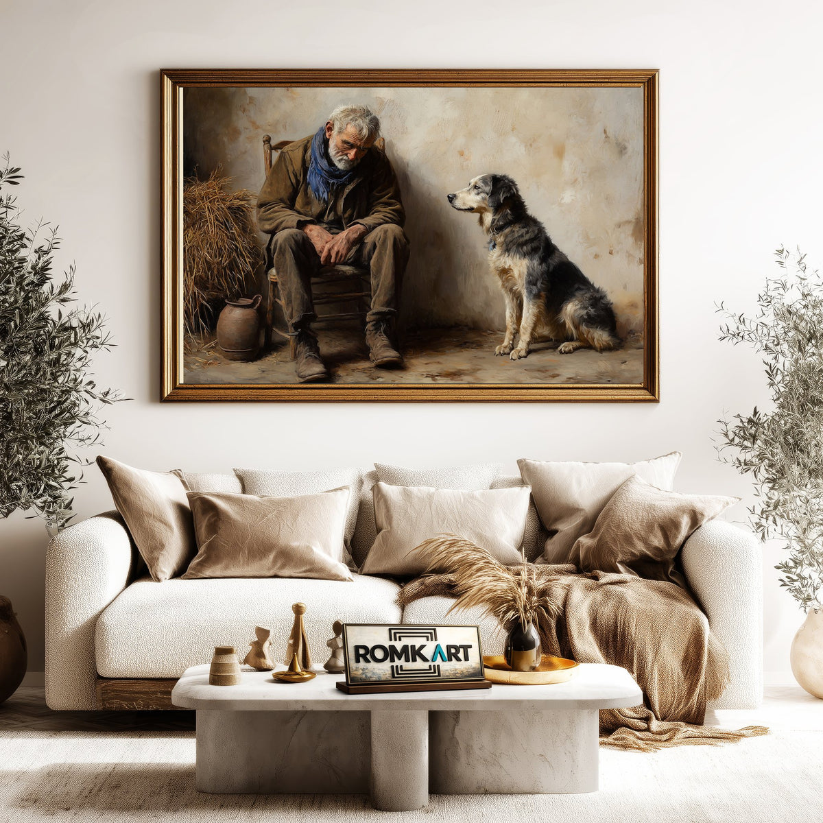 Old Man and His Dog Oil Painting - image 5