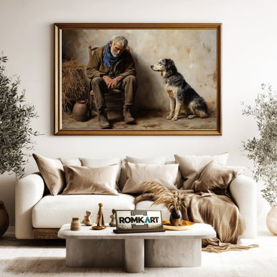 Old Man and His Dog Oil Painting - image 5