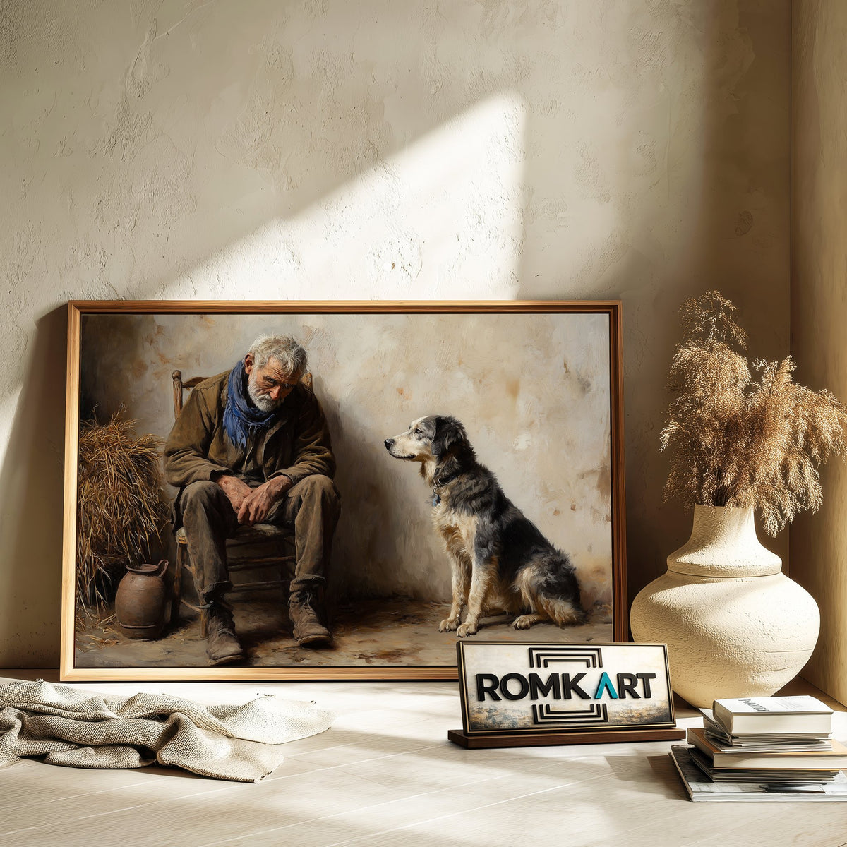Old Man and His Dog Oil Painting - image 6