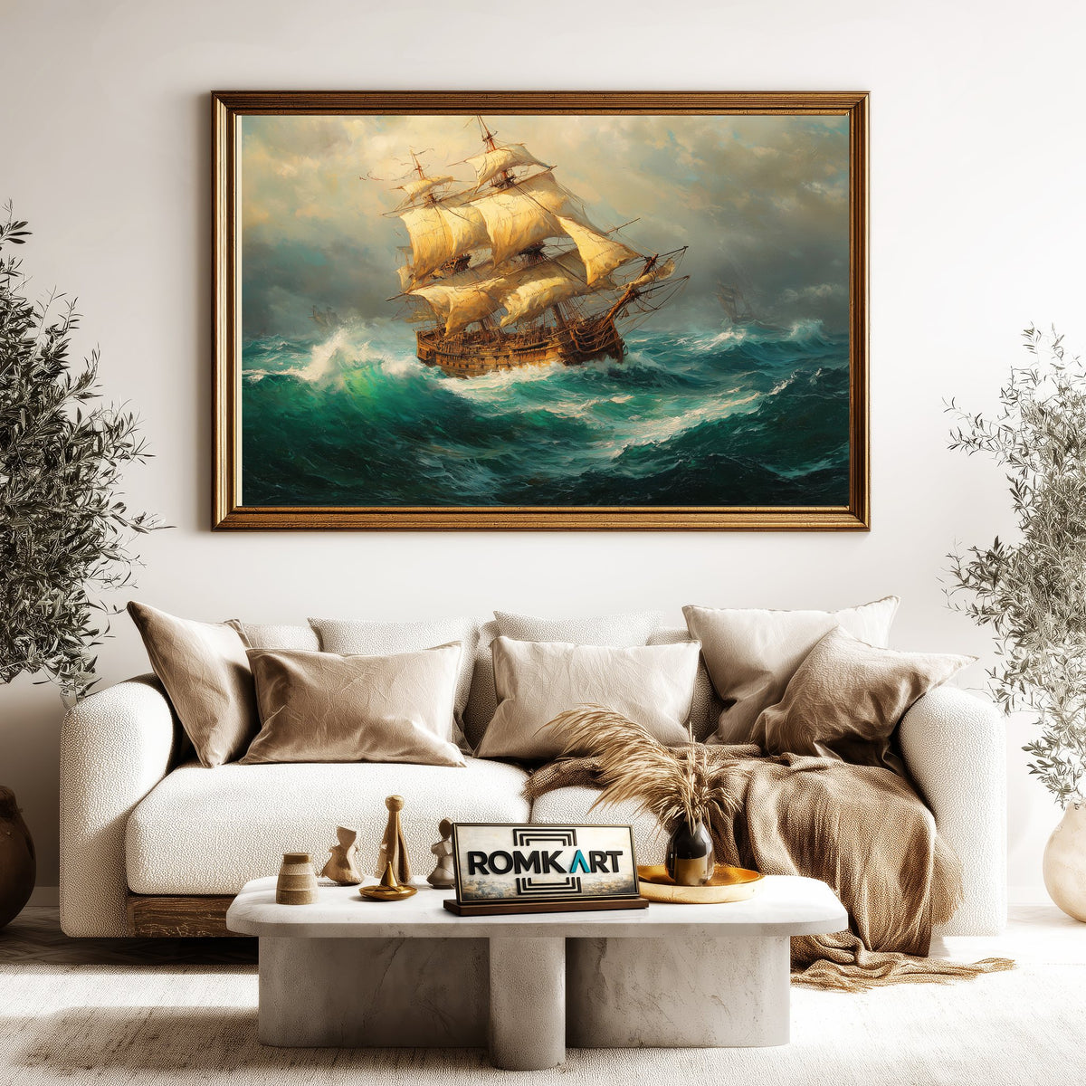 Old-Master Sailing Ship Maritime Oil Painting - image 5