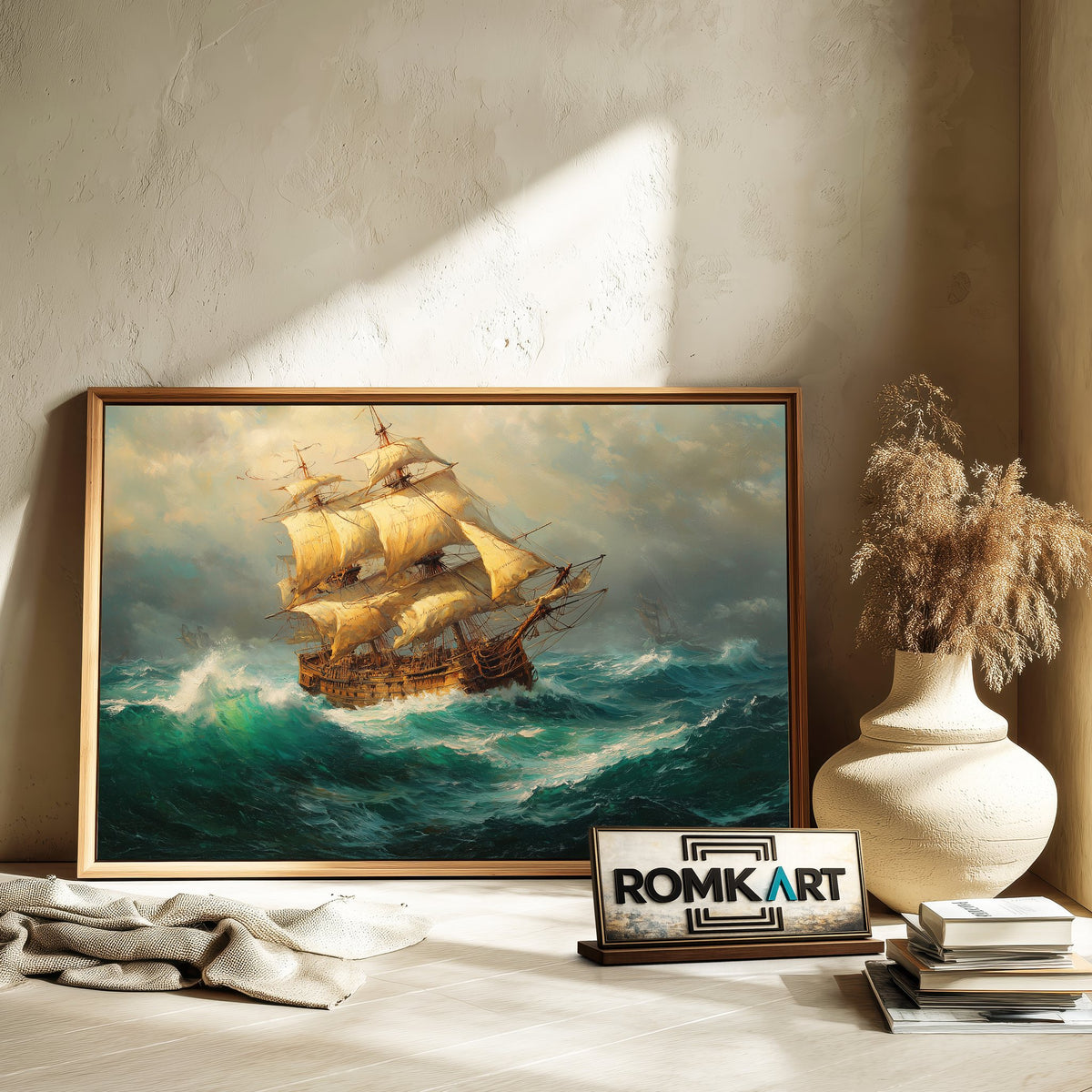 Old-Master Sailing Ship Maritime Oil Painting - image 6