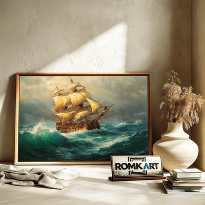 Old-Master Sailing Ship Maritime Oil Painting - image 6
