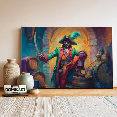One-eyed Pirate Captain Oil Painting - image 3