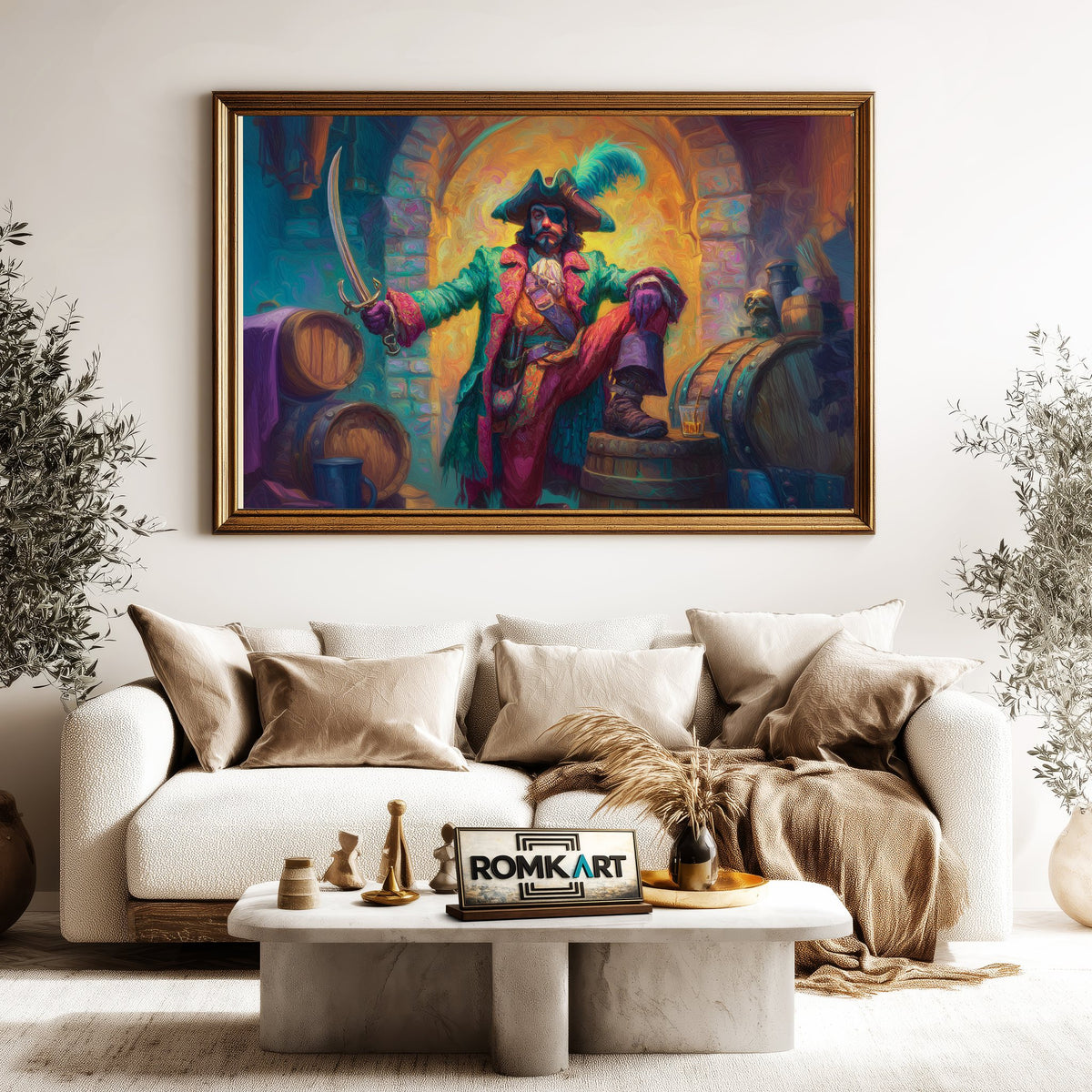 One-eyed Pirate Captain Oil Painting - image 5