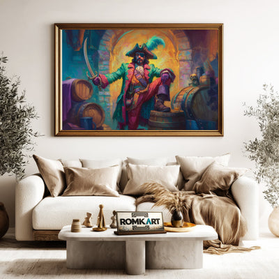 One-eyed Pirate Captain Oil Painting - image 5