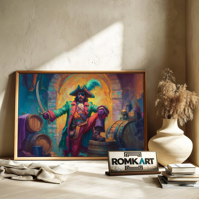 One-eyed Pirate Captain Oil Painting - image 6