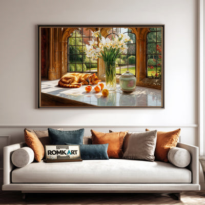 Orange Cat in Window Oil Painting - image 4