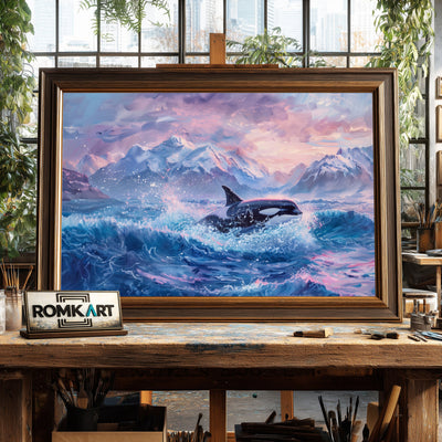 Orca Emerging Marine Life Oil Painting - image 2