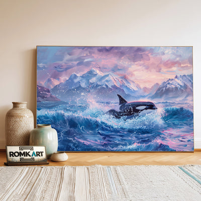 Orca Emerging Marine Life Oil Painting - image 3