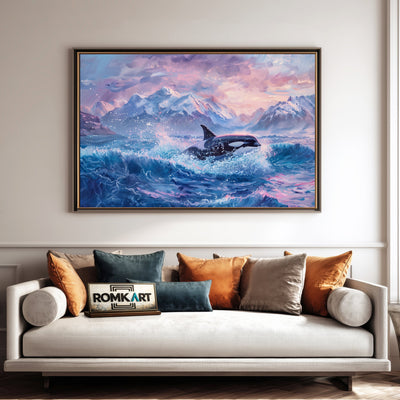 Orca Emerging Marine Life Oil Painting - image 4