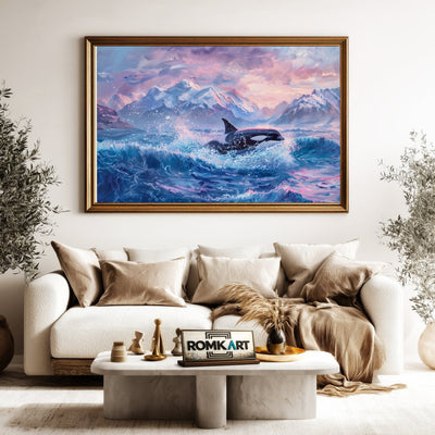 Orca Emerging Marine Life Oil Painting - image 5
