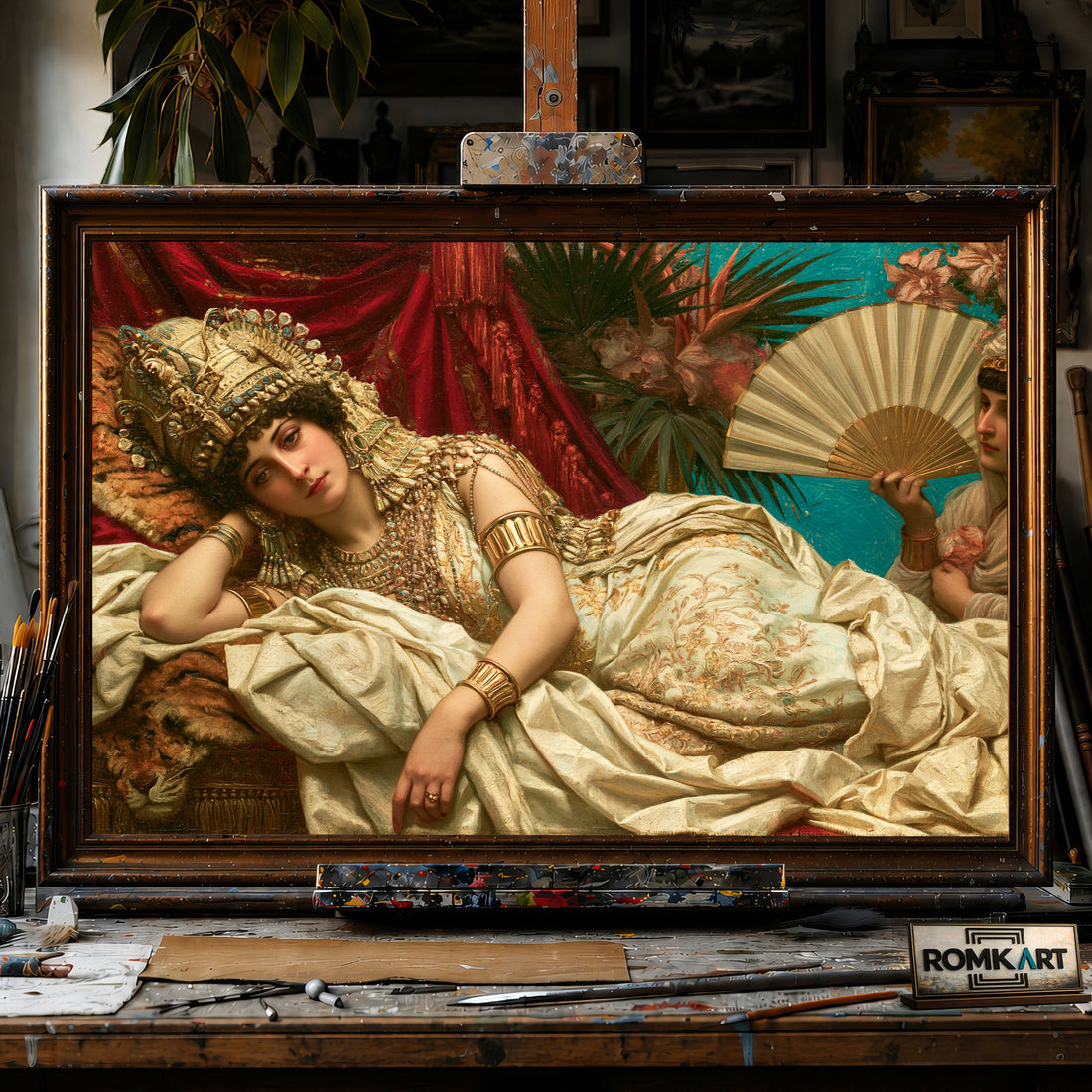 Orientalist Cleopatra hand-painted oil painting on canvas