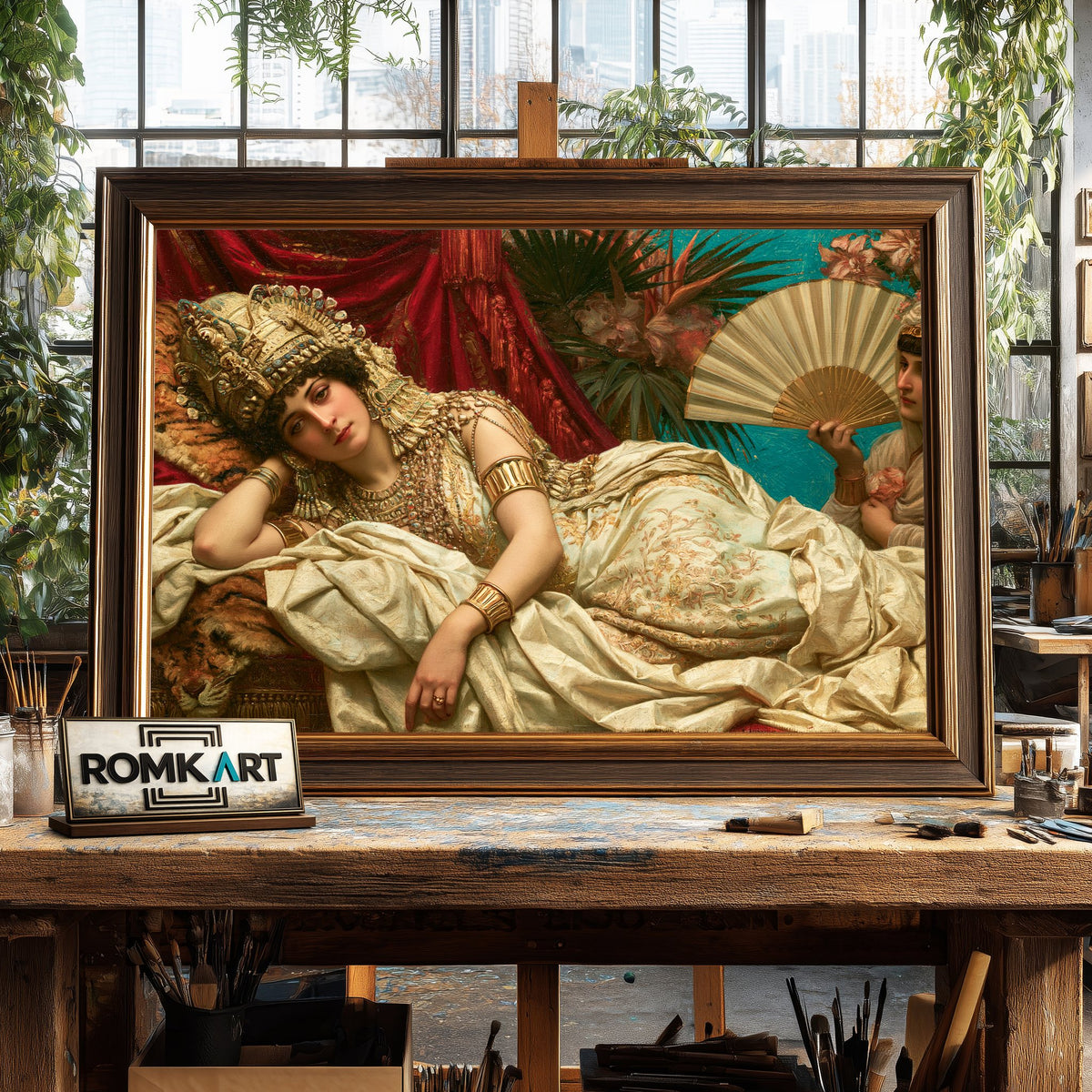 Orientalist Cleopatra Historical Oil Painting - image 2