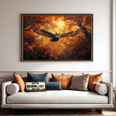 Owl in Autumn Tree Bird Oil Painting - image 4