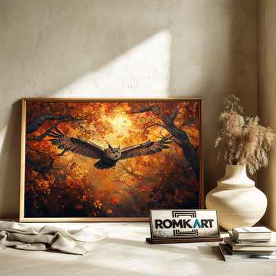 Owl in Autumn Tree Bird Oil Painting - image 6