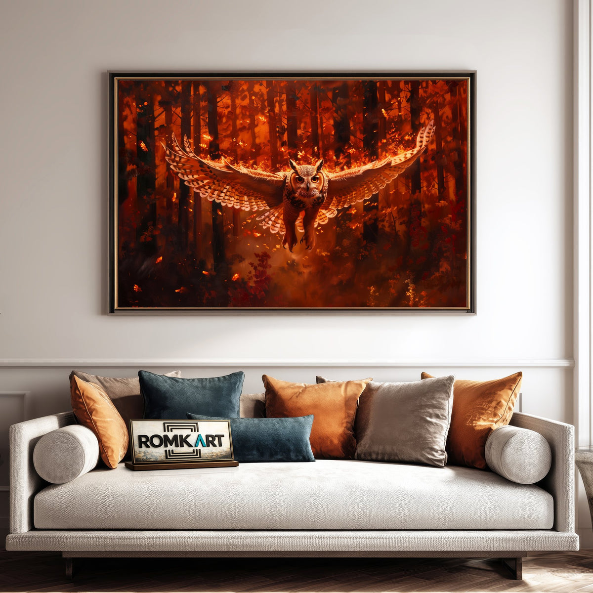 Owl on Fire Bird Oil Painting - image 4