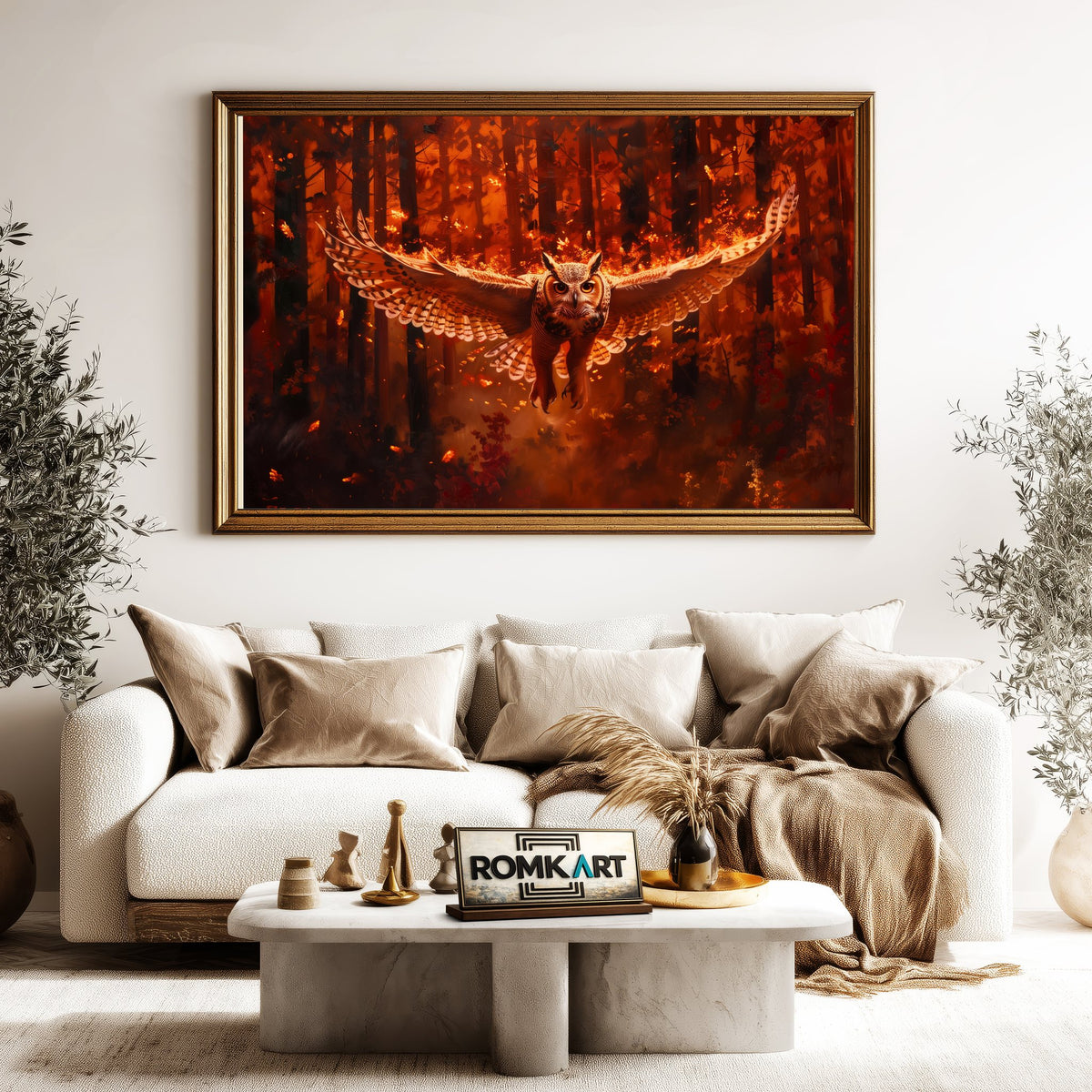 Owl on Fire Bird Oil Painting - image 5