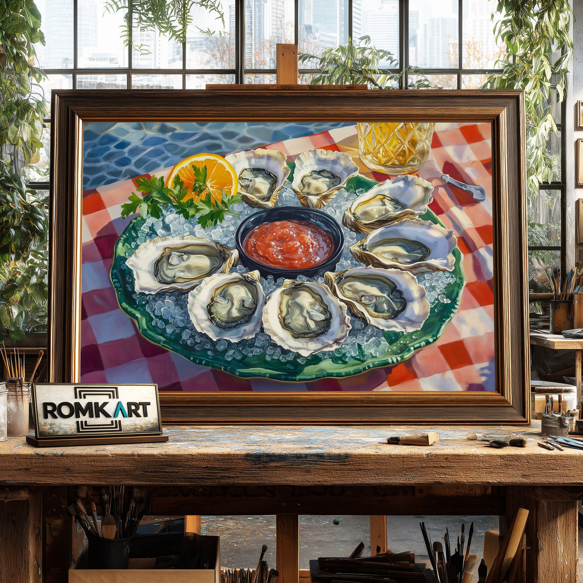 Oyster Platter Still Life Oil Painting - image 2