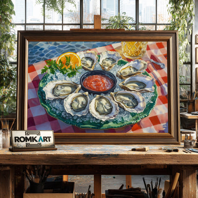 Oyster Platter Still Life Oil Painting - image 2