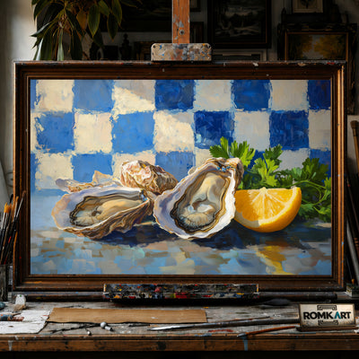 Oysters and Lemon Still Life Oil Painting