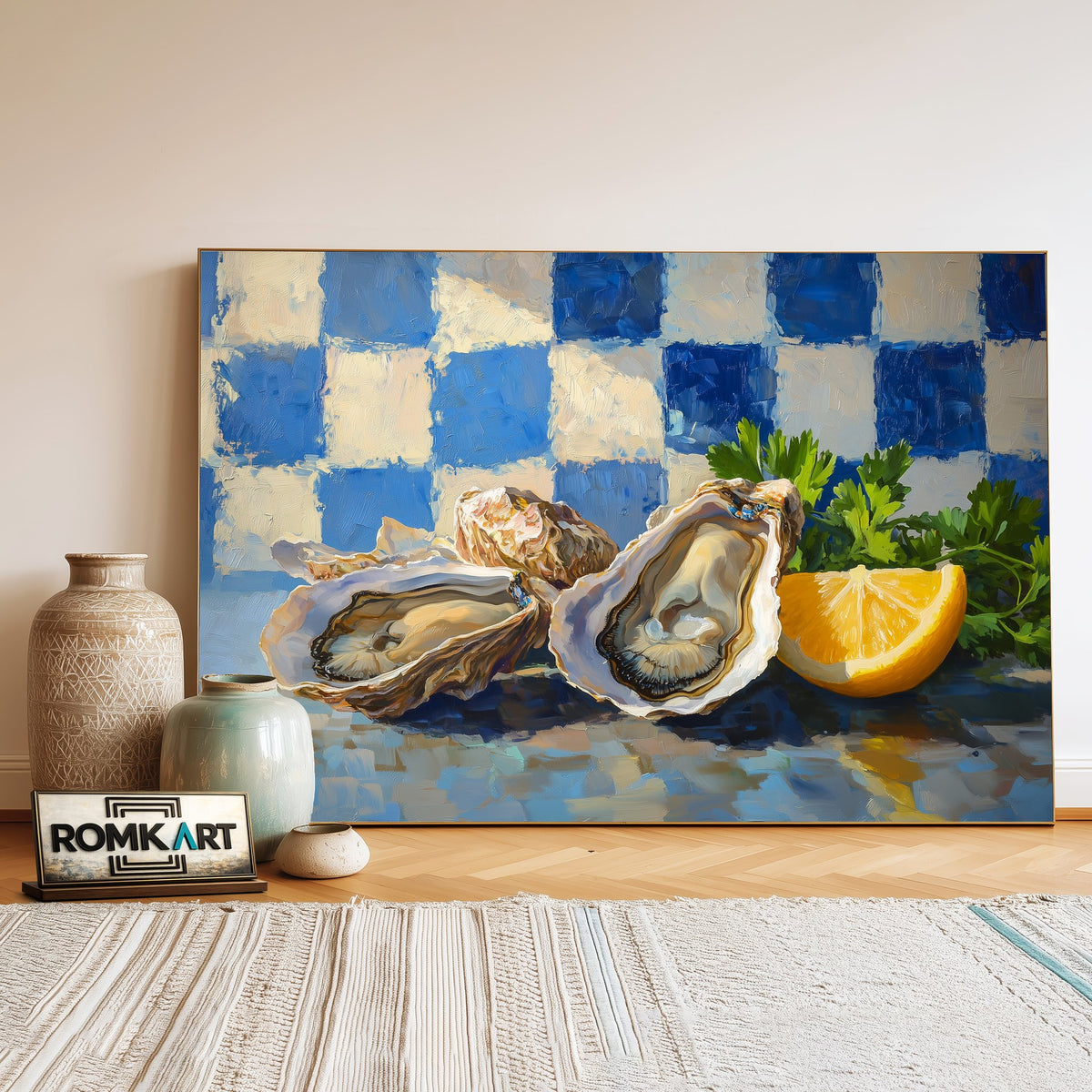 Oysters and Lemon Still Life Oil Painting - image 3