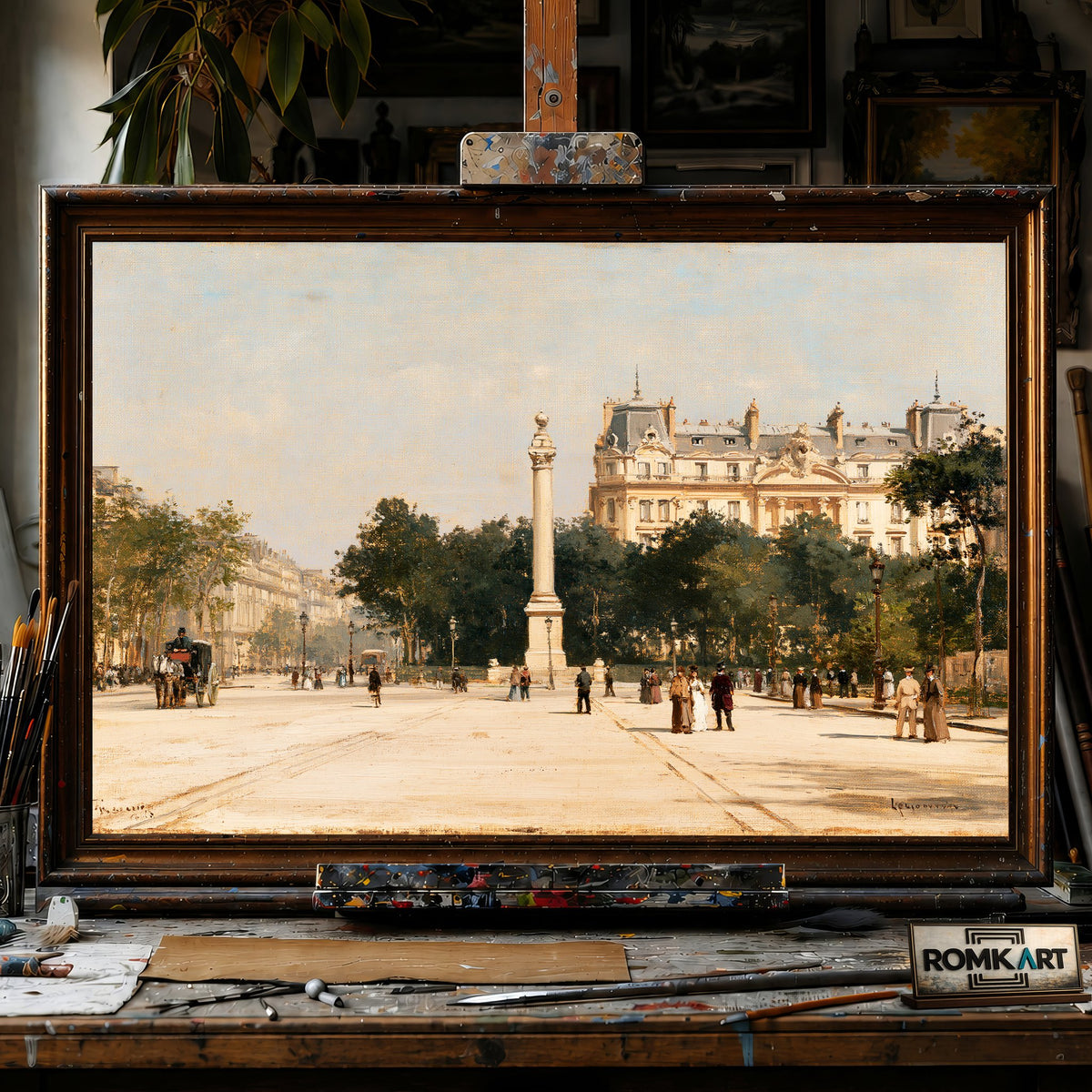 Parisian boulevard - Hand-Painted Oil Painting - View 1