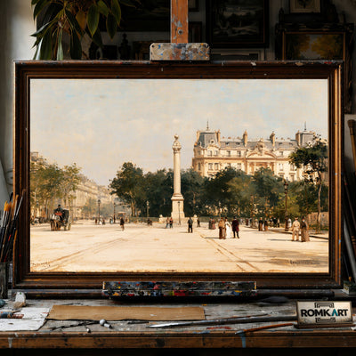 Parisian boulevard - Hand-Painted Oil Painting - View 1