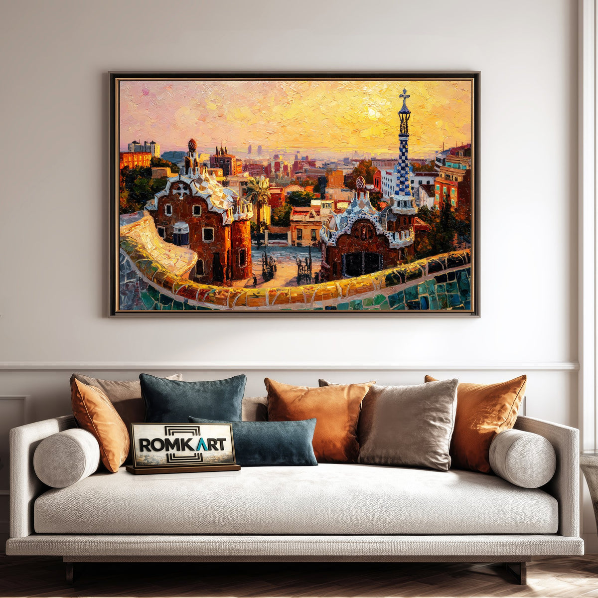Park Güell in Barcelona Cityscape Oil Painting - image 4