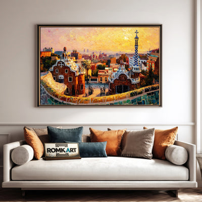 Park Güell in Barcelona Cityscape Oil Painting - image 4