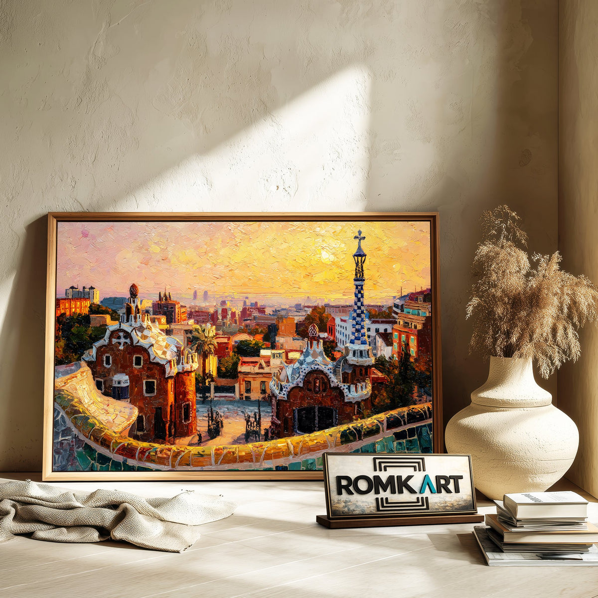 Park Güell in Barcelona Cityscape Oil Painting - image 6