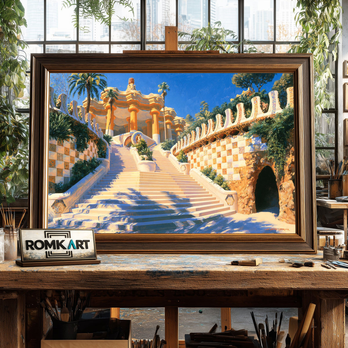 Park Güell Cityscape Oil Painting - image 2
