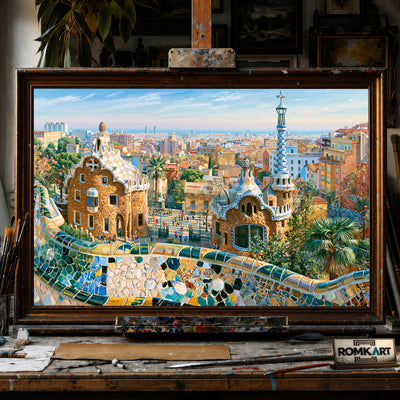 Park Guell Spain hand-painted oil painting on canvas