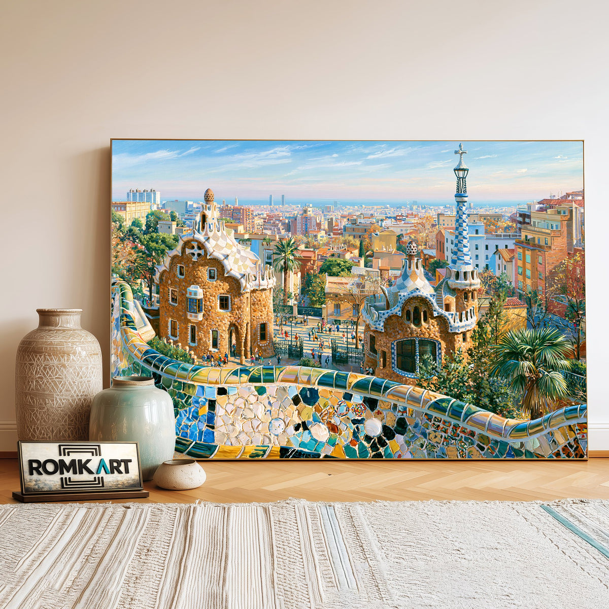 Park Guell Spain Architectural Oil Painting - image 3