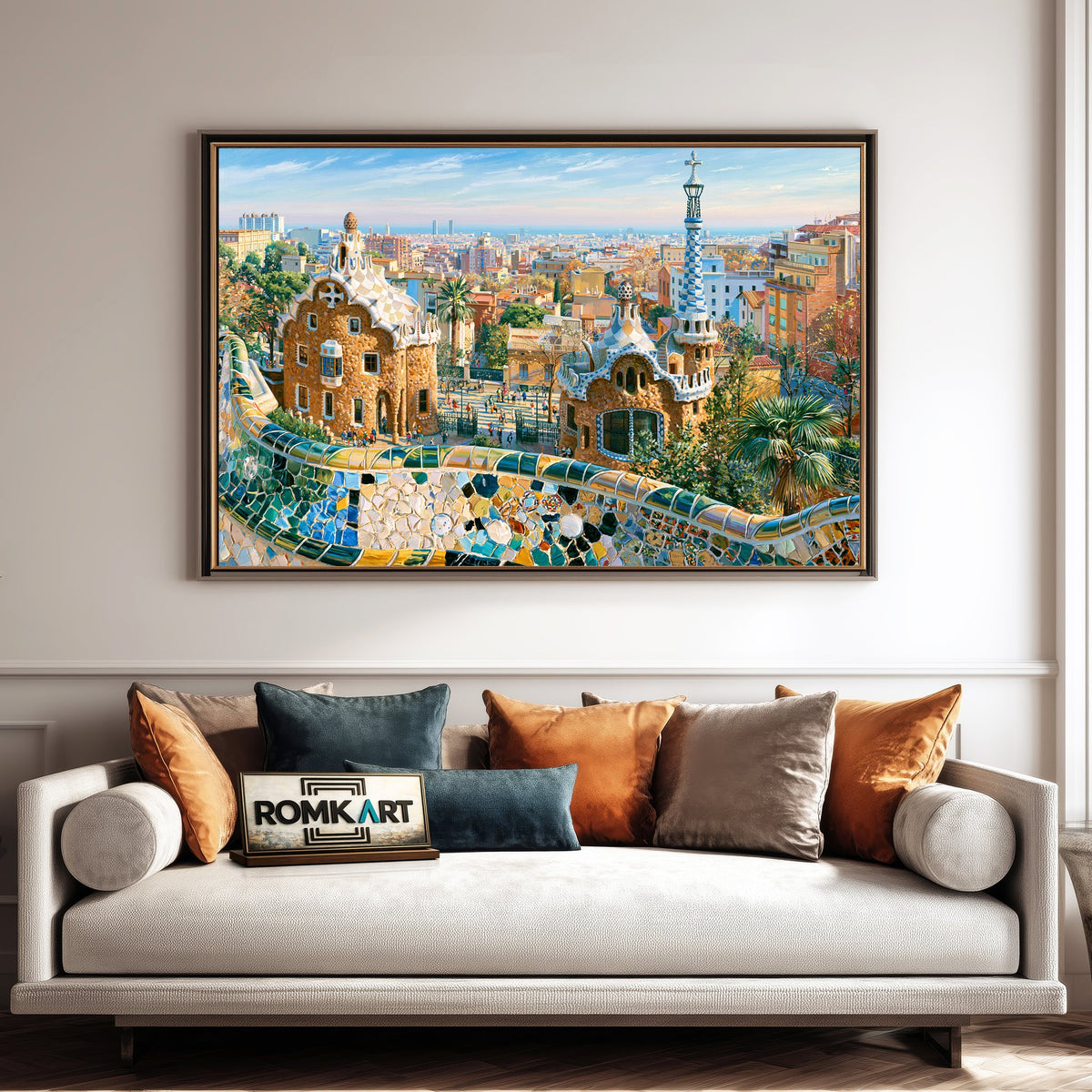 Park Guell Spain Architectural Oil Painting - image 4
