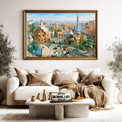 Park Guell Spain Architectural Oil Painting - image 5