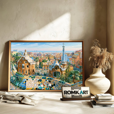 Park Guell Spain Architectural Oil Painting - image 6