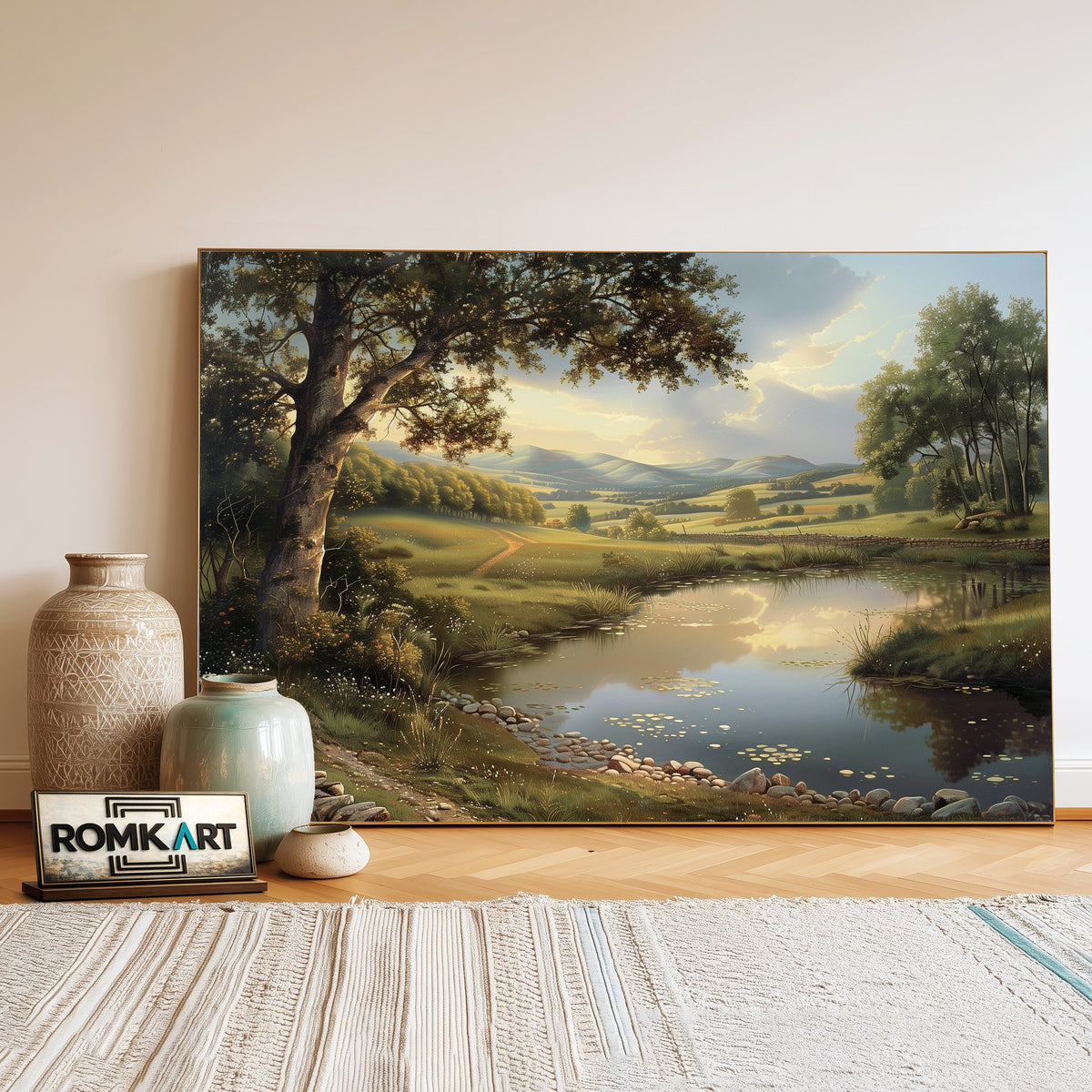Pastoral Landscape Countryside Oil Painting - image 3