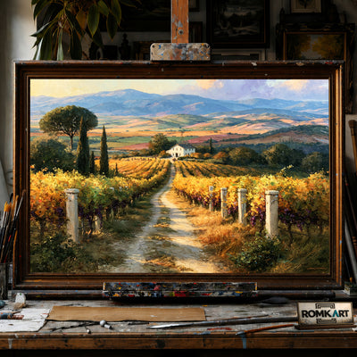 Pastoral Mediterranean hand-painted oil painting on canvas