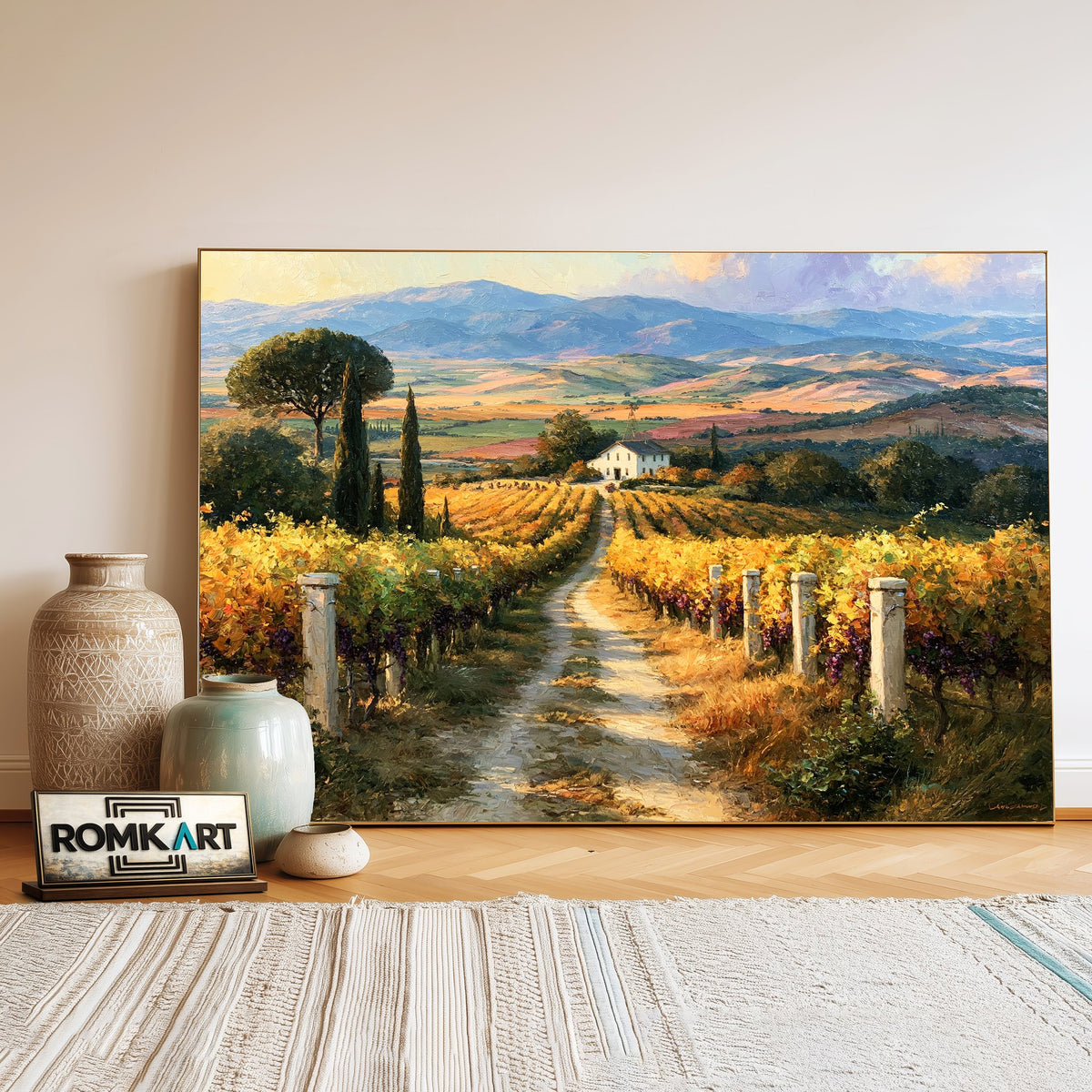 Pastoral Mediterranean Countryside Oil Painting - image 3