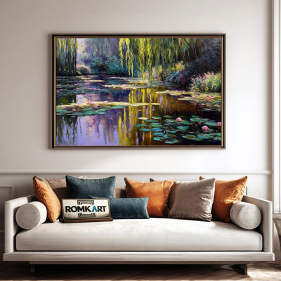 Peaceful Quiet Lake Waterscape Oil Painting - image 4