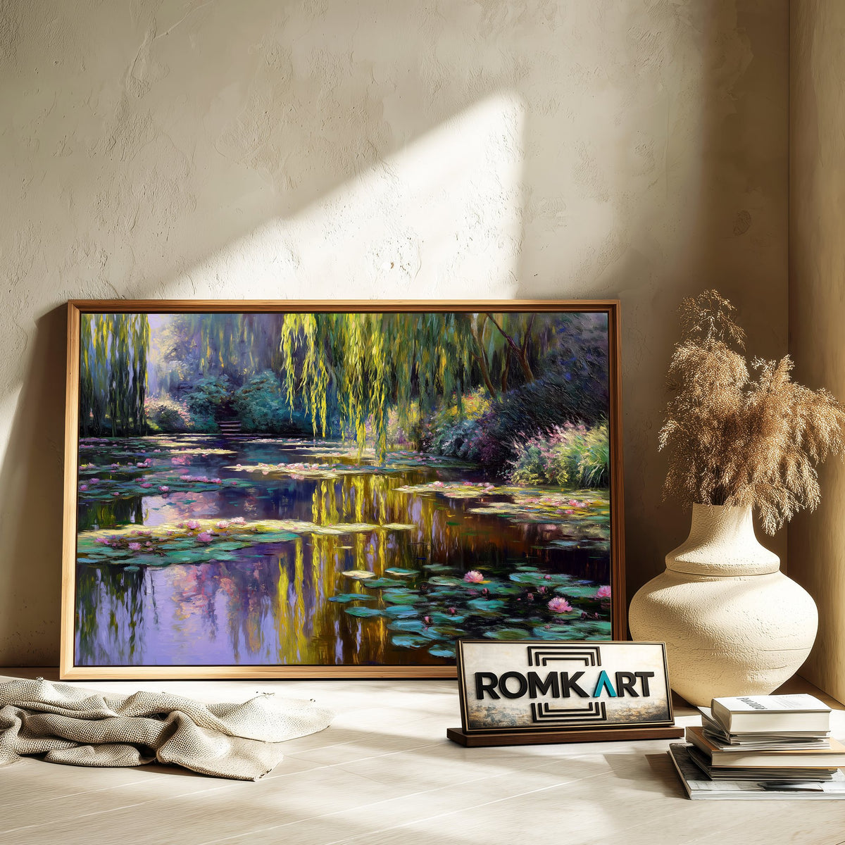 Peaceful Quiet Lake Waterscape Oil Painting - image 6