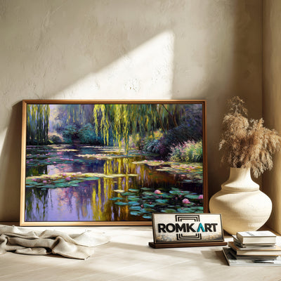 Peaceful Quiet Lake Waterscape Oil Painting - image 6