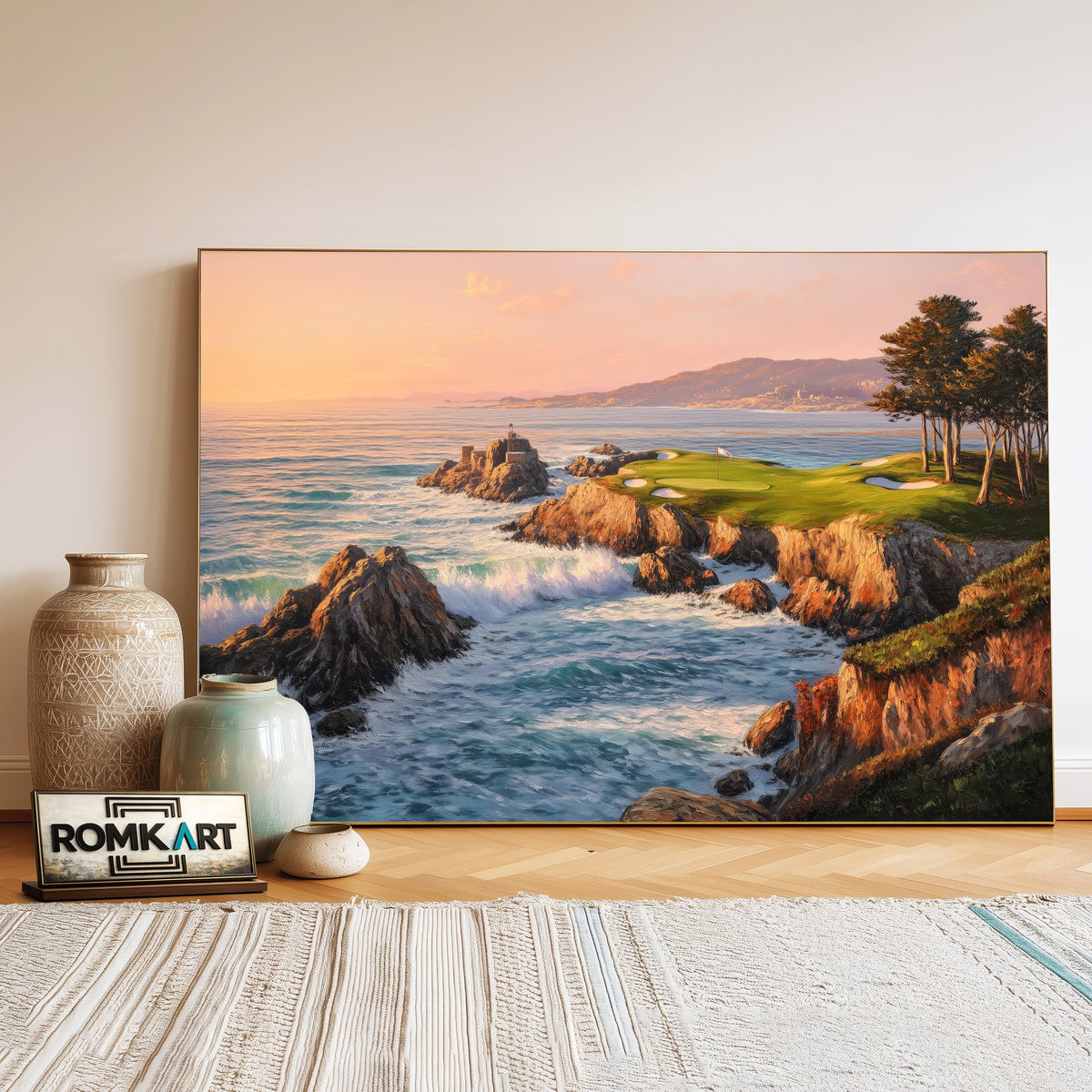 Pebble Beach Golf Links Sports Oil Painting - image 3