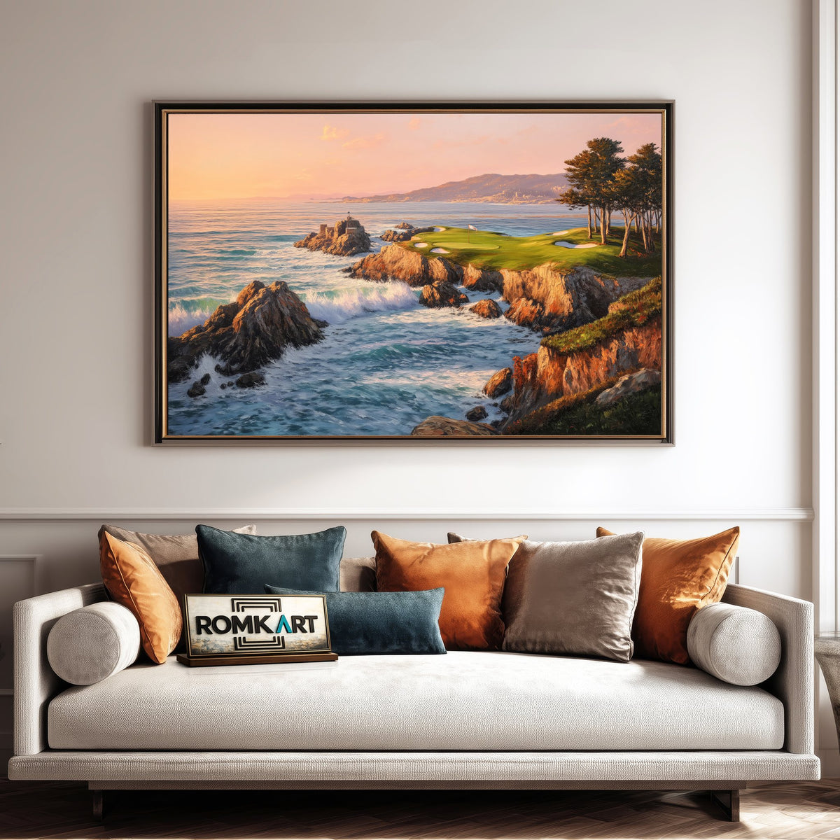Pebble Beach Golf Links Sports Oil Painting - image 4
