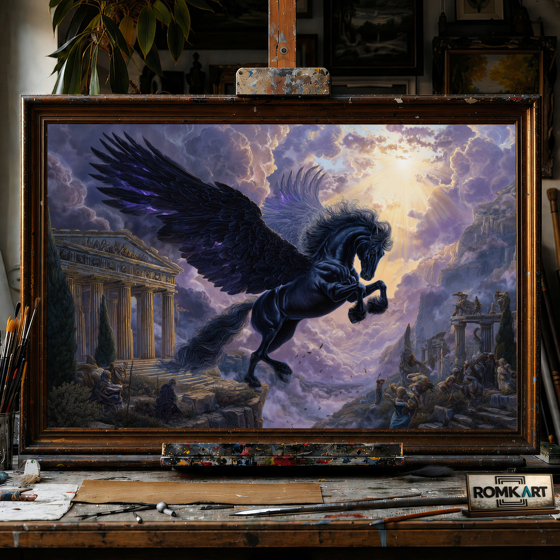 Pegasus in Olympus hand-painted oil painting on canvas