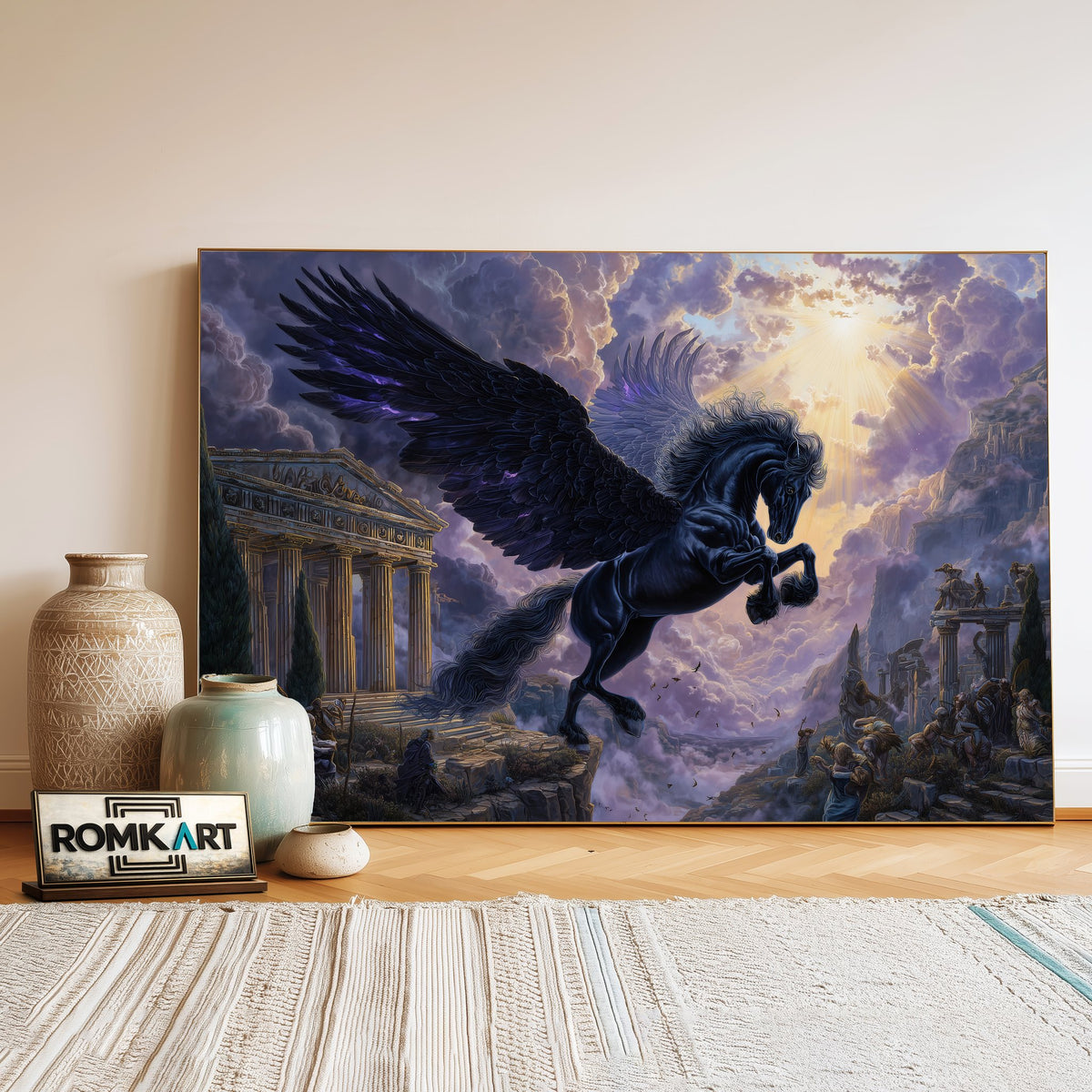Pegasus in Olympus Fantasy Oil Painting - image 3