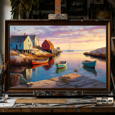 Peggy Cove Coátal Village hand-painted oil painting on canvas