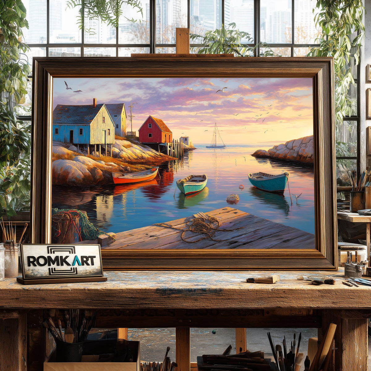 Peggy Cove Coátal Village Countryside Oil Painting - image 2
